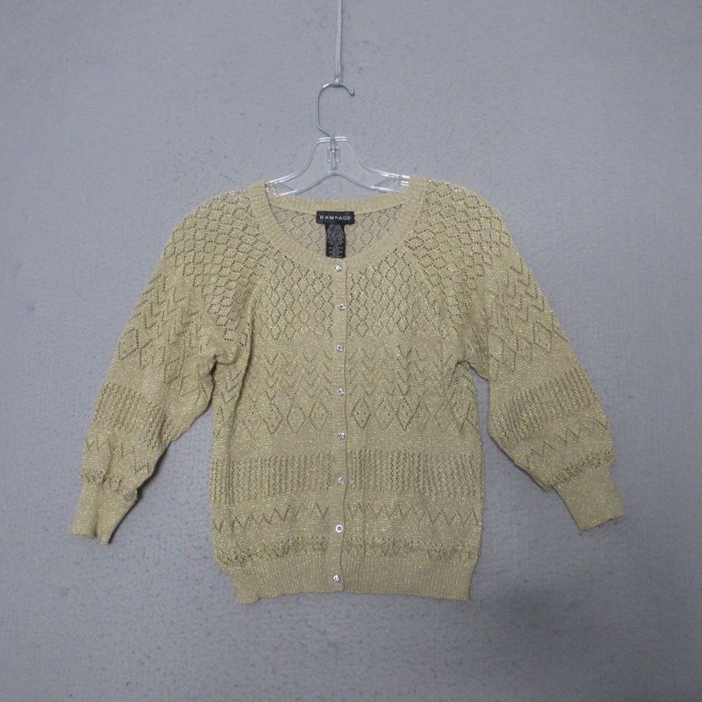 Vintage Rampage Cardigan Metallic‎ Pointelle Y2K 90s Romantic Dianty Fairy  Knit
